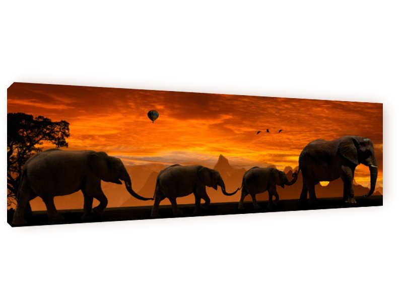 Cuadro decorativo Elefantes efecto acuarela 110 x 75