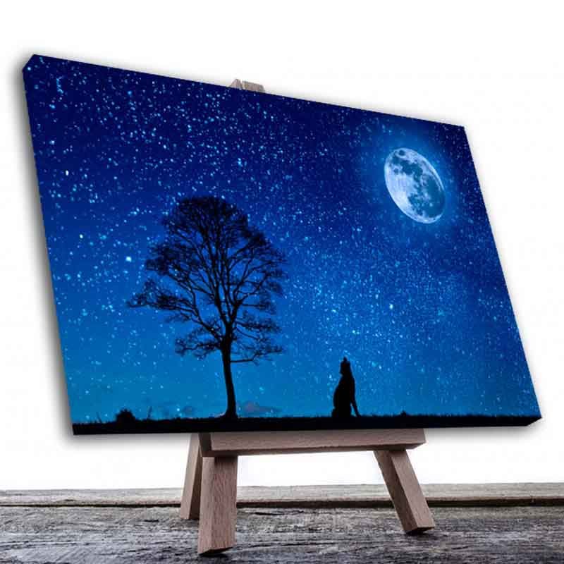 Cuadro Decorativo Lobo y la Luna