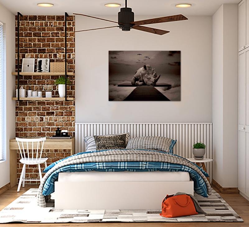 Cuadro Decorativo Rinoceronte en las Nubes - Imagen 3