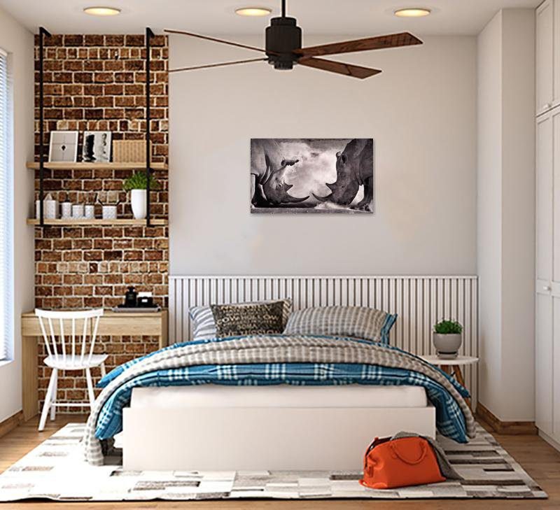 Cuadro Decorativo Rinocerontes en Batalla - Imagen 3