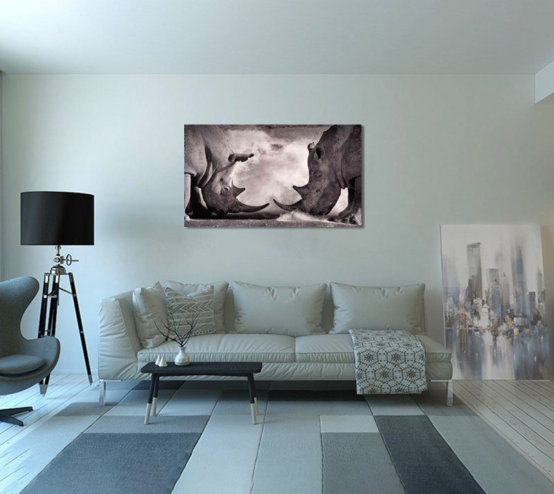 Cuadro Decorativo Rinocerontes en Batalla - Imagen 2