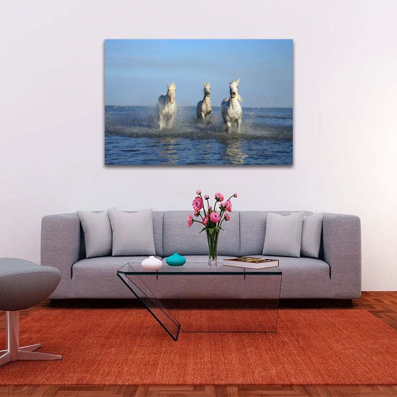 Cuadro Decorativo Caballos Blancos Galopando - Imagen 2
