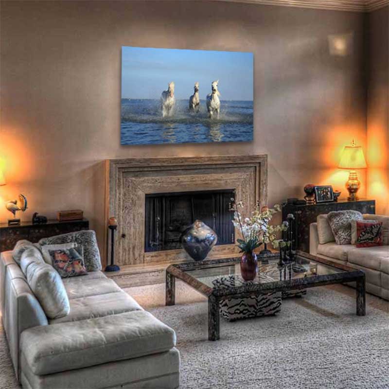 Cuadro Decorativo Caballos Blancos Galopando - Imagen 3