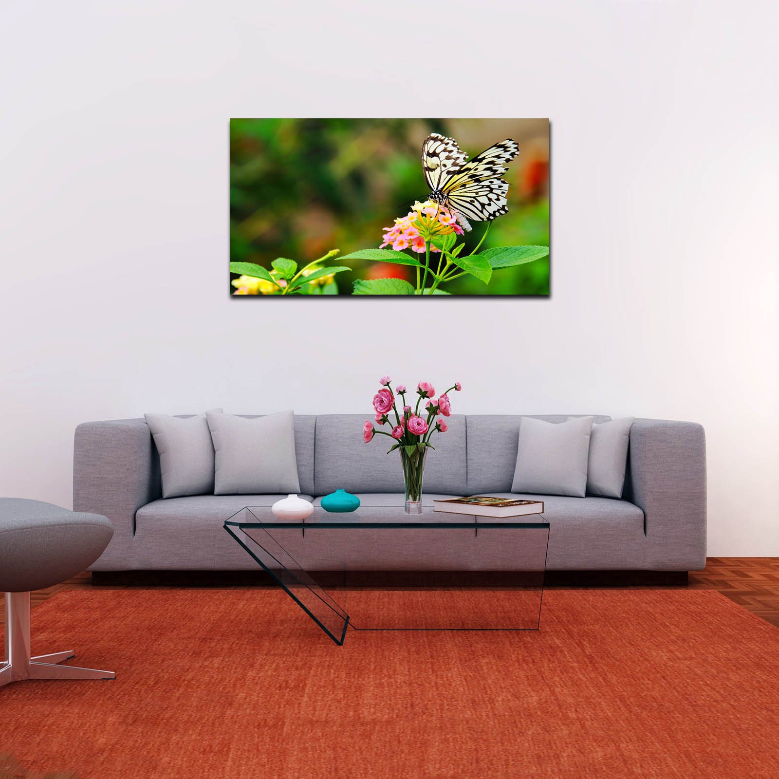 Cuadro Decorativo Canvas Paisaje de Mariposa Monarca Blanca - Image 3