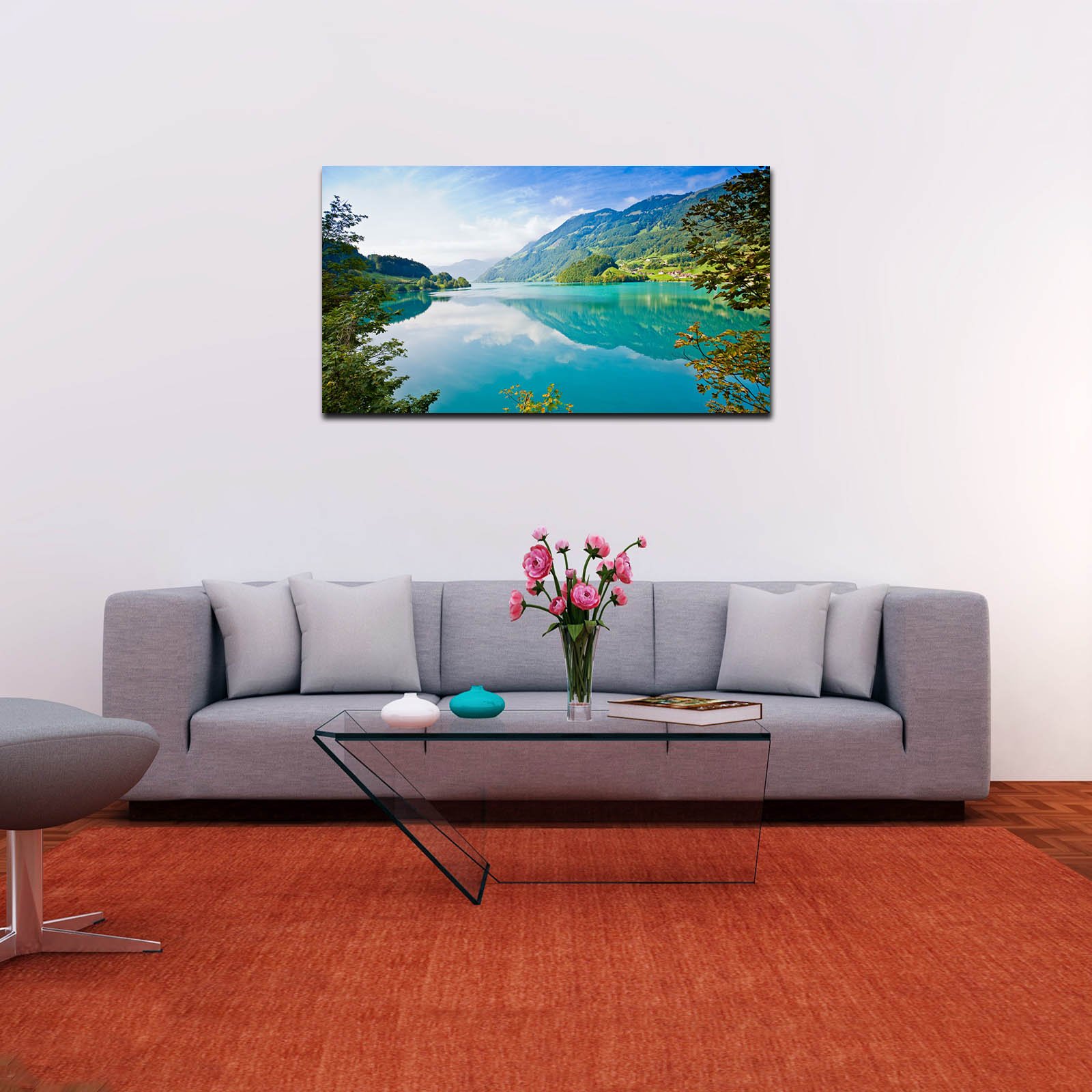 Cuadro Decorativo Canvas Paisaje de Lago y Montañas - Imagen 3