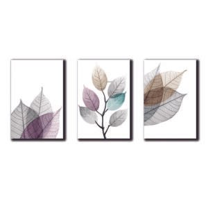 Cuadros Decorativos Set de 3 pzs Canvas de hojas moderno #2