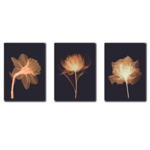 Cuadros Decorativos Set de 3 pzs Flores doradas moderno