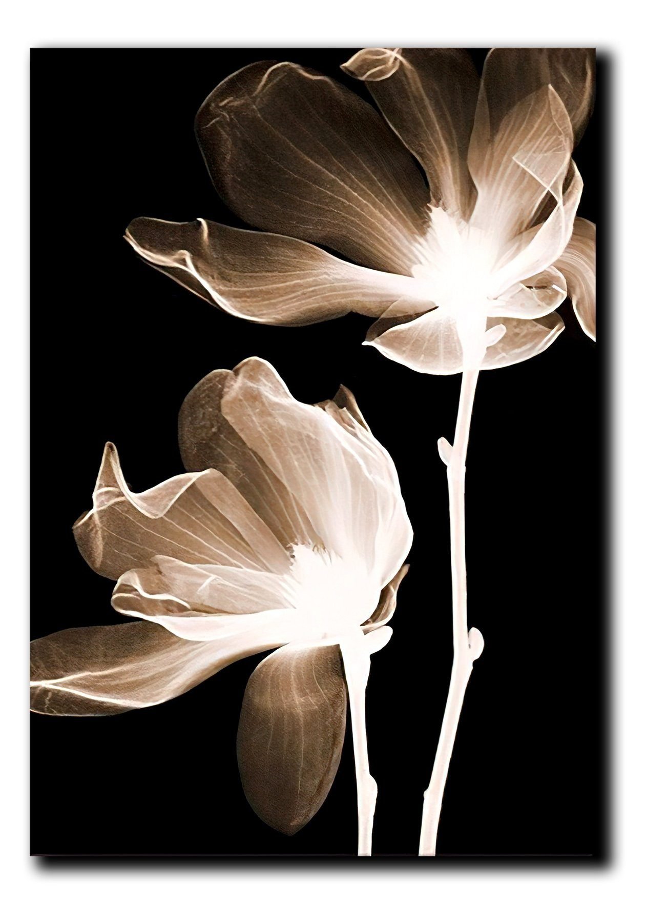 Cuadros Decorativos Set de 3 pzs Flores doradas moderno #2 - Imagen 2