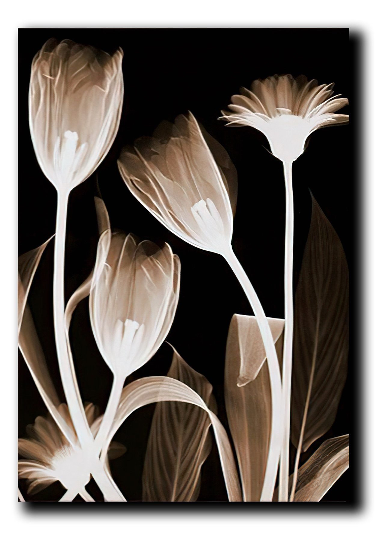 Cuadros Decorativos Set de 3 pzs Flores doradas moderno #2 - Imagen 4