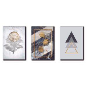 Cuadros Decorativos Set de 3 pzs moderno en dorado y plata