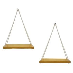 Juego de 2 Repisas Colgantes de Madera Barnizada Color Ocre