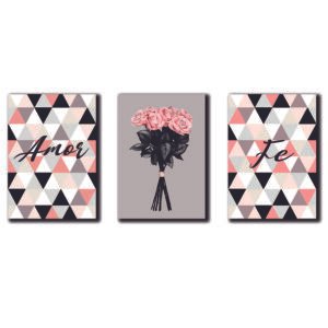 Cuadros Decorativos Set de 3 pzs Canvas fe y amor #2