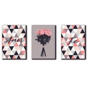 Cuadros Decorativos Set de 3 pzs Canvas fe y amor #2