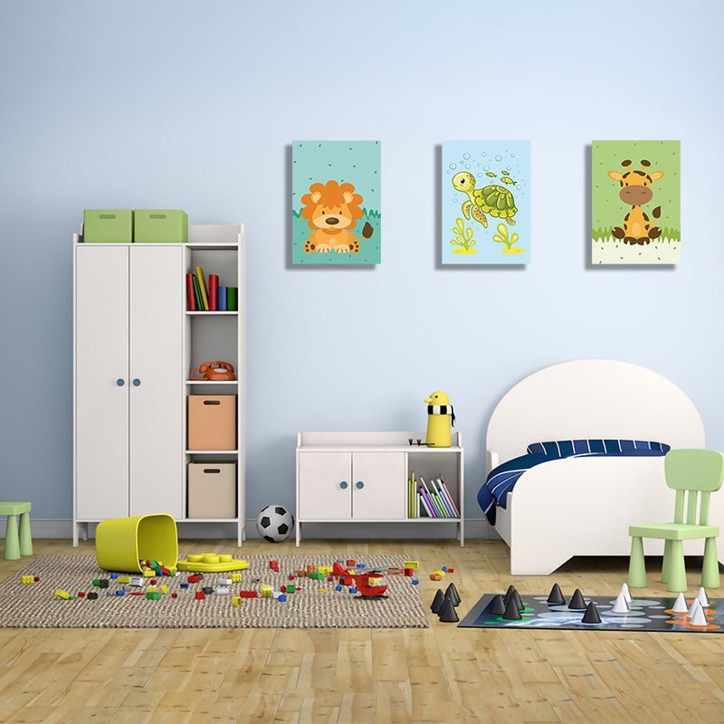 Cuadros Decorativos Set de 3 Piezas Para niños León, tortuga y Jirafa. - Imagen 5