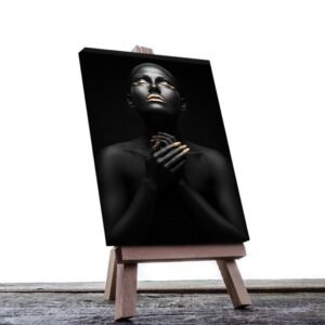 Cuadro Decorativo Rostro Mujer en Dorado y Negro #10