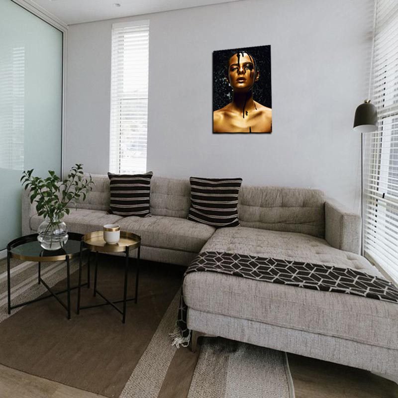 Cuadro Decorativo Rostro Mujer en Dorado y Negro #12 - Imagen 2