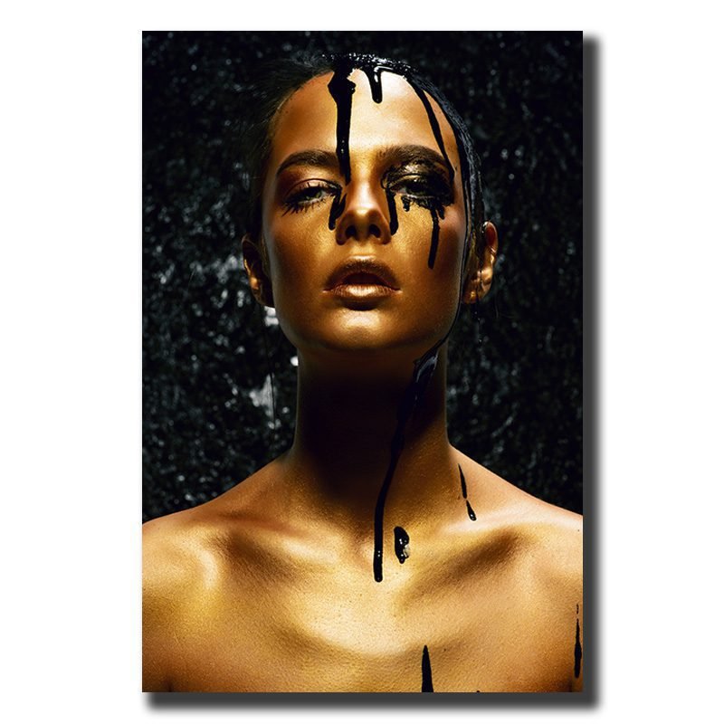 Cuadro Decorativo Rostro Mujer en Dorado y Negro #12 - Imagen 4