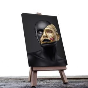 Cuadro Decorativo Rostro Mujer en Dorado y Negro #13