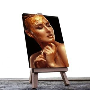 Cuadro Decorativo Rostro Mujer en Dorado y Negro #15