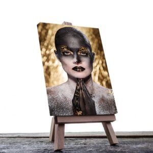 Cuadro Decorativo Rostro Mujer en Dorado y Negro #18