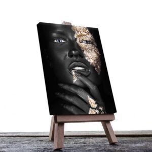Cuadro Decorativo Rostro Mujer en Dorado y Negro #22