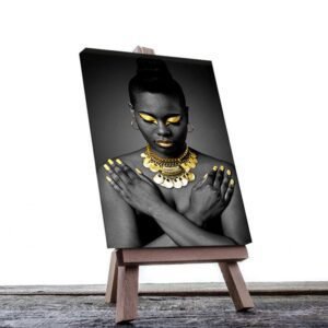 Cuadro Decorativo Rostro Mujer en Dorado y Negro #23