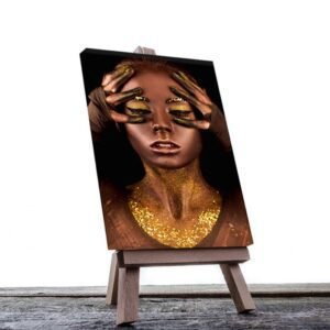 Cuadro Decorativo Rostro Mujer en Dorado y Negro #25