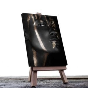 Cuadro Decorativo Rostro Mujer en Dorado y Negro #33