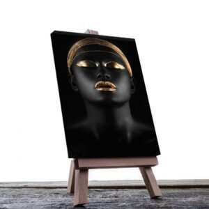 Cuadro Decorativo Rostro Mujer en Dorado y Negro #39