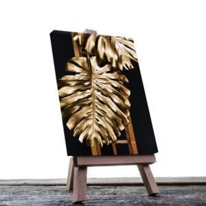 Cuadro Decorativo Moderno de hojas en dorado #53
