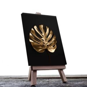 Cuadro Decorativo Moderno de hojas en dorado #54