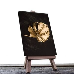 Cuadro Decorativo Moderno de hojas en dorado #57