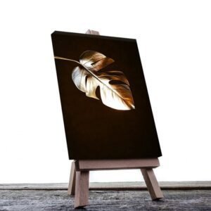 Cuadro Decorativo Moderno de hojas en dorado #58