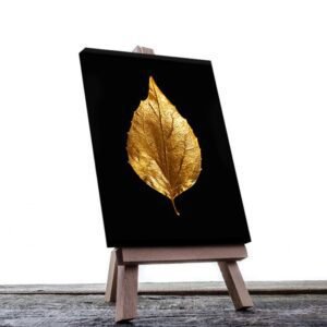 Cuadro Decorativo Moderno de hojas en dorado #66