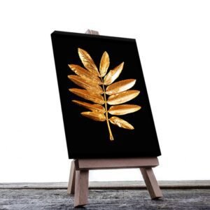 Cuadro Decorativo Moderno de hojas en dorado #75