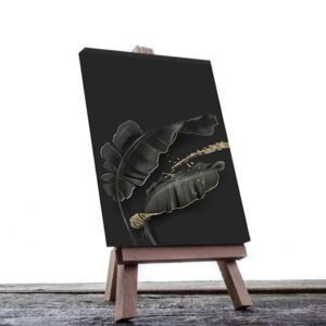 Cuadro Decorativo Moderno de hojas en dorado #77