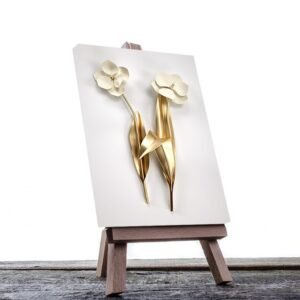 Cuadro Decorativo Flores Doradas Minimalistas