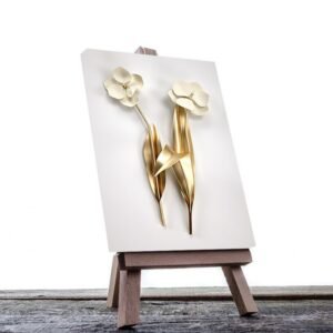 Cuadro Decorativo Flores Doradas Minimalistas