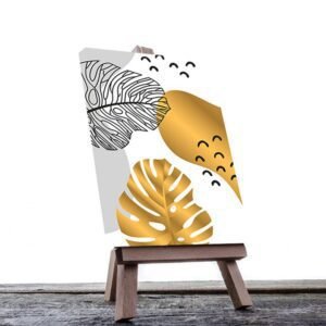 Cuadro Decorativo Hojas Doradas Minimalistas #97