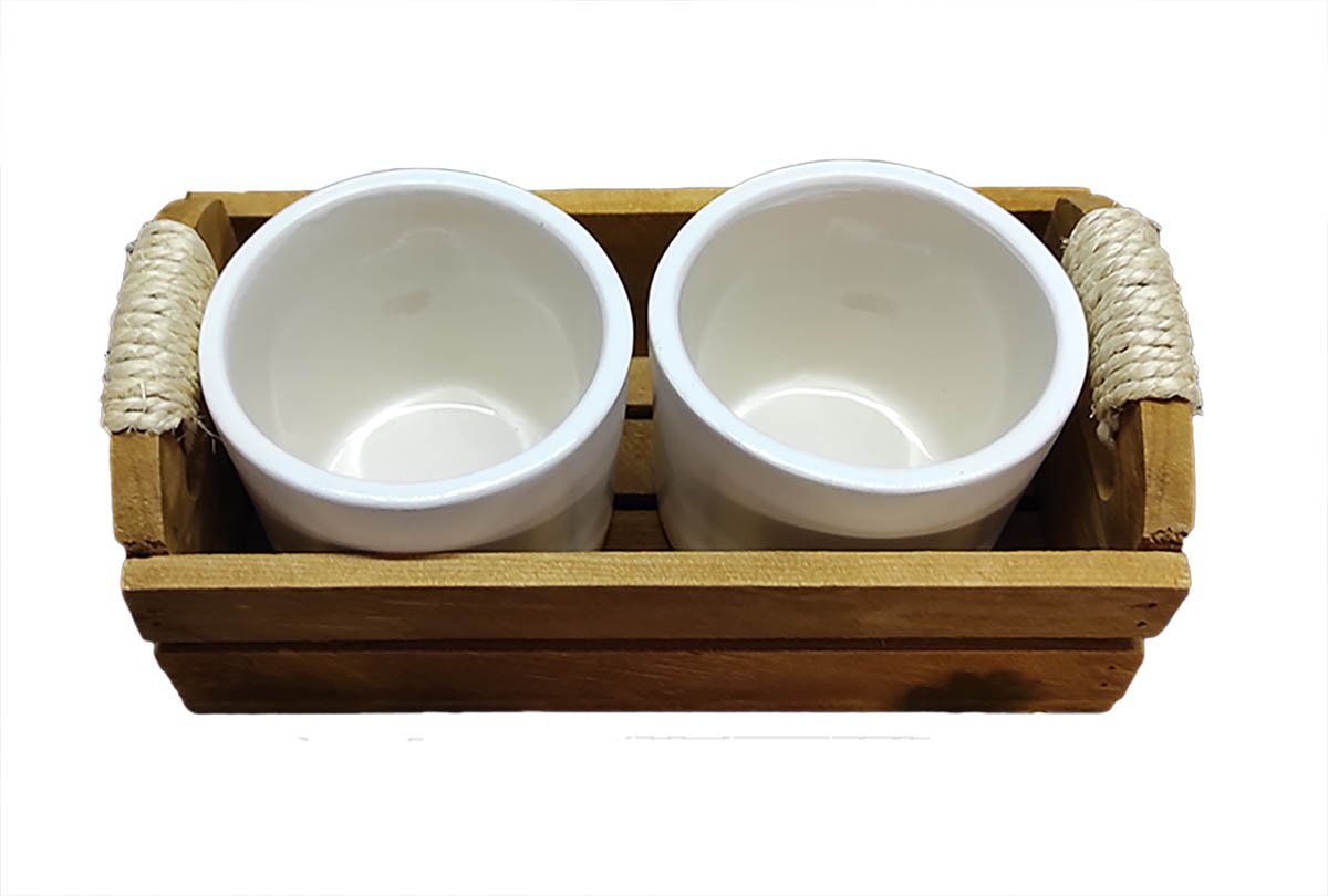 Juego de Macetas con Huacal Rustico