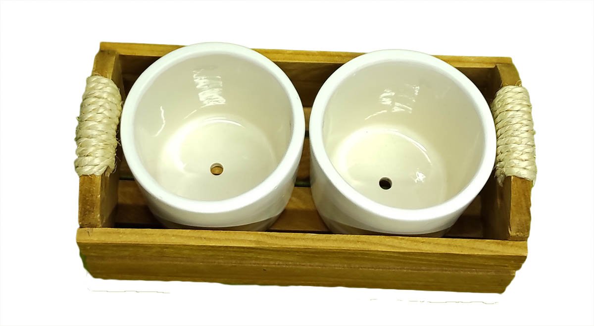 Juego de Macetas con Huacal Rustico - Imagen 4