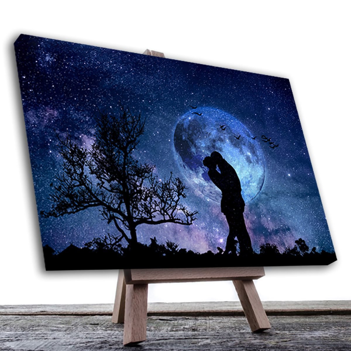 Cuadro Decorativo Romántico Pareja Bajo La Luna