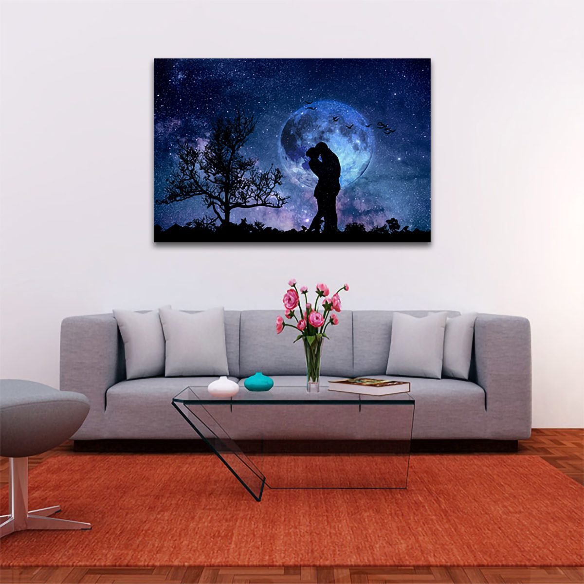 Cuadro Decorativo Romántico Pareja Bajo La Luna - Imagen 2