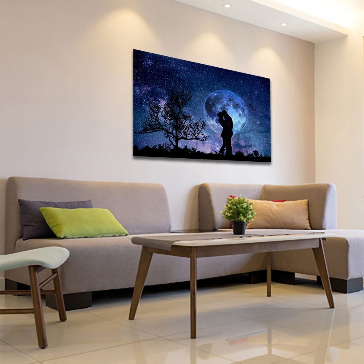 Cuadro Decorativo Romántico Pareja Bajo La Luna - Imagen 3