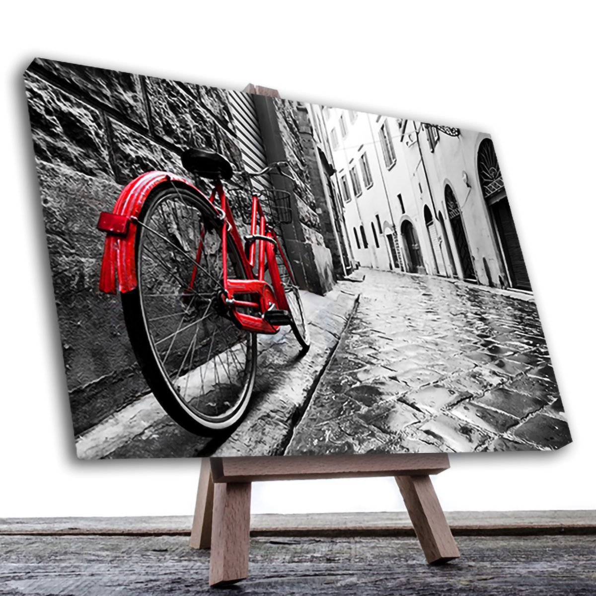 Cuadro Decorativo Bicicleta Blanco Y Negro Con Vivos Rojos #6