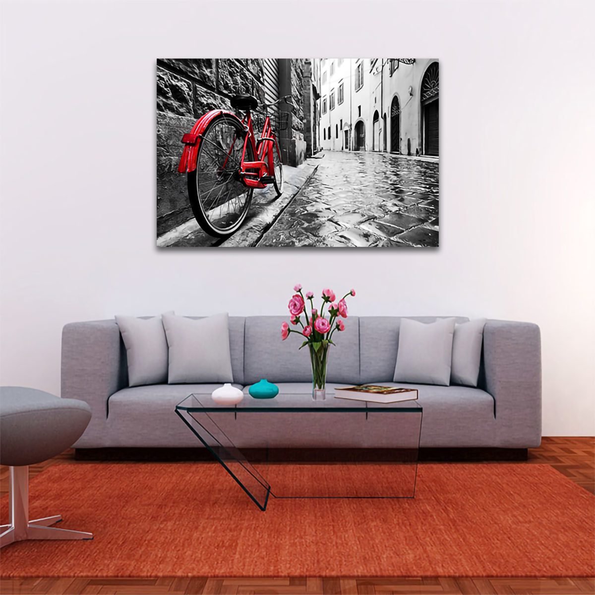 Cuadro Decorativo Bicicleta Blanco Y Negro Con Vivos Rojos #6 - Image 2