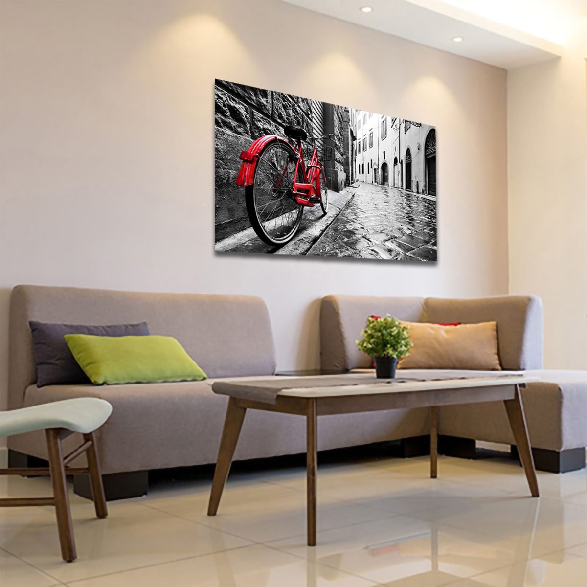 Cuadro Decorativo Bicicleta Blanco Y Negro Con Vivos Rojos #6 - Image 3