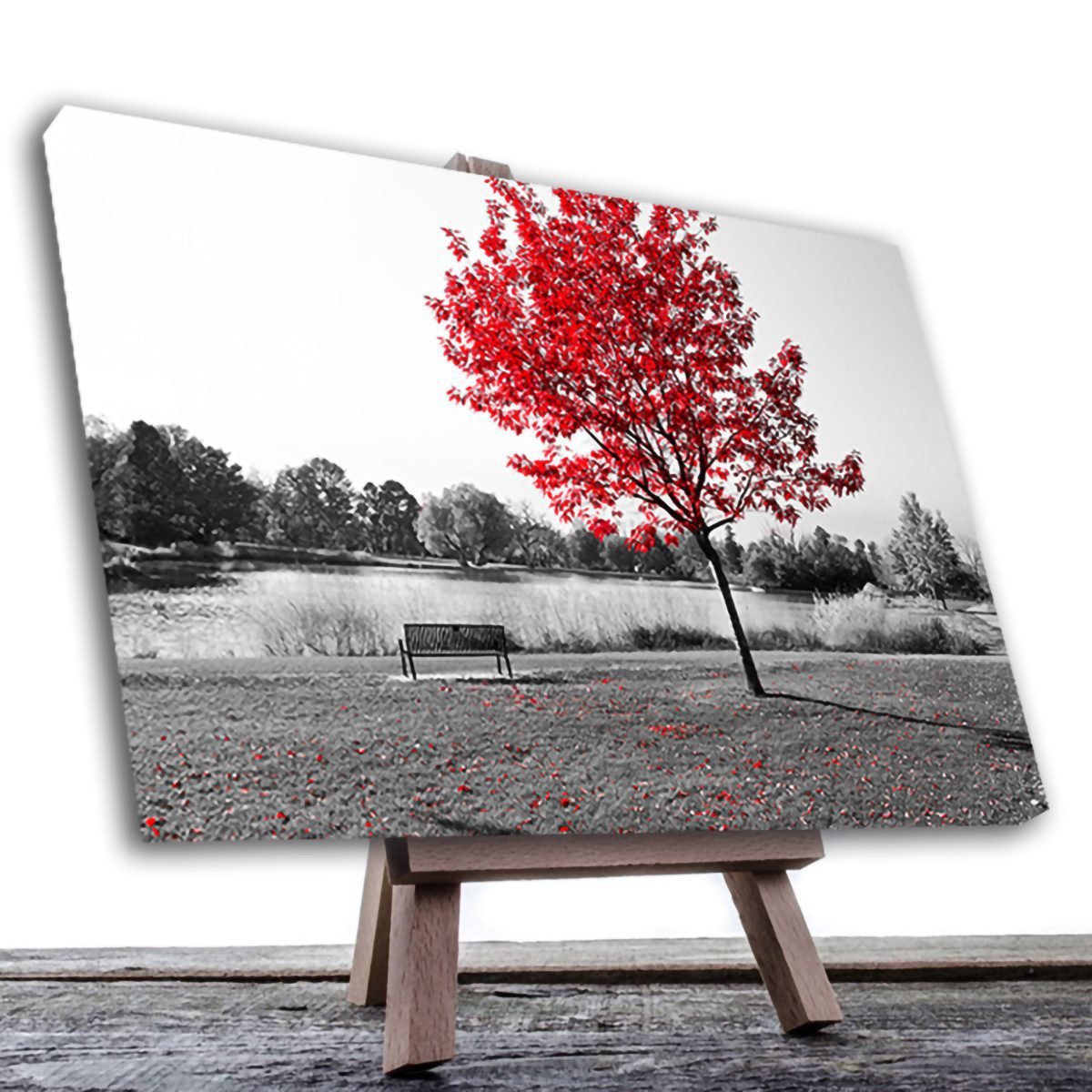 Cuadro Decorativo Árbol Blanco Y Negro Con Vivos Rojos #8
