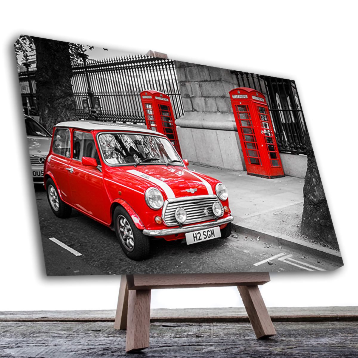 Cuadro Decorativo Londres Blanco Y Negro Con Vivos Rojos #9