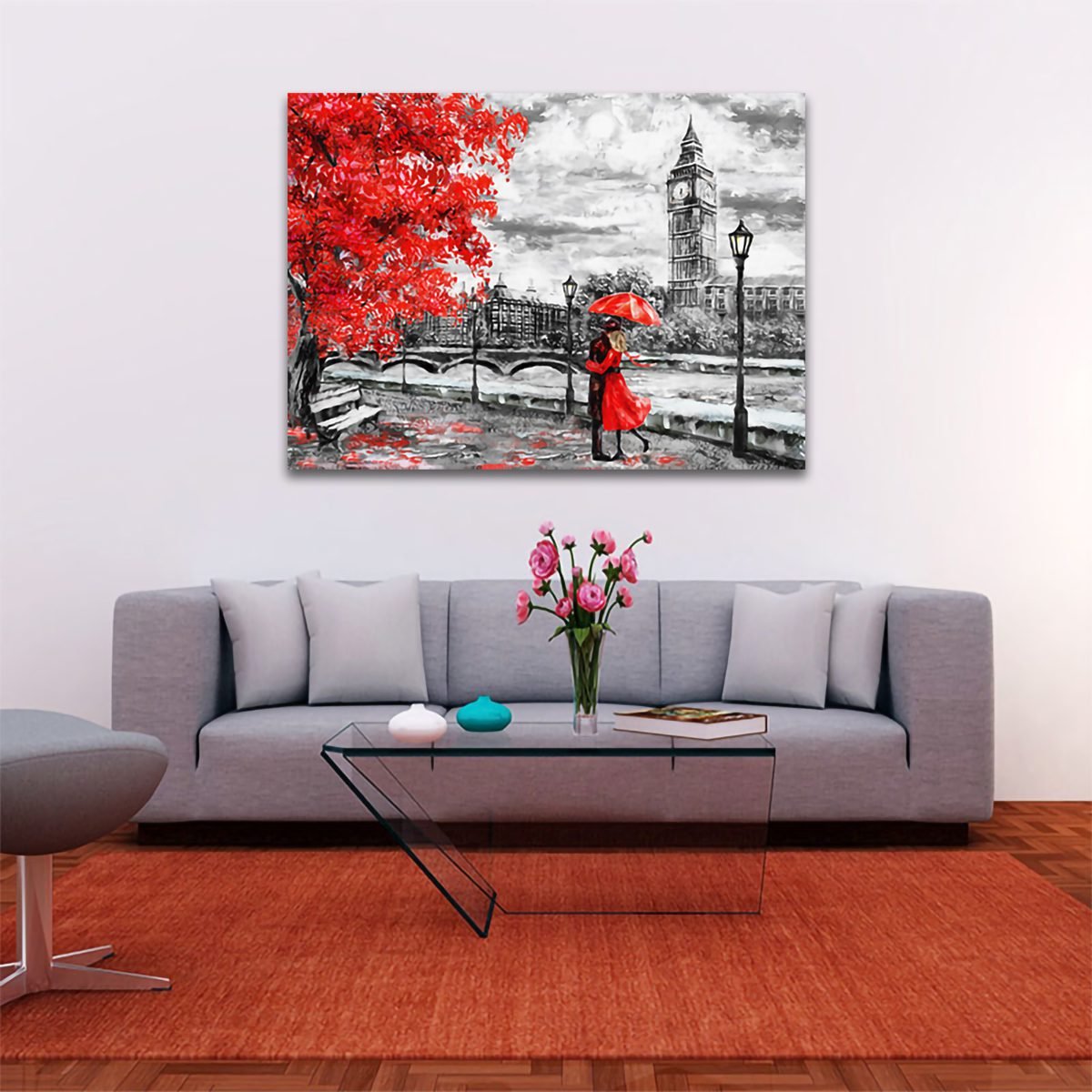 Cuadro Decorativo Pareja Blanco Y Negro Con Vivos Rojos #13 - Imagen 2